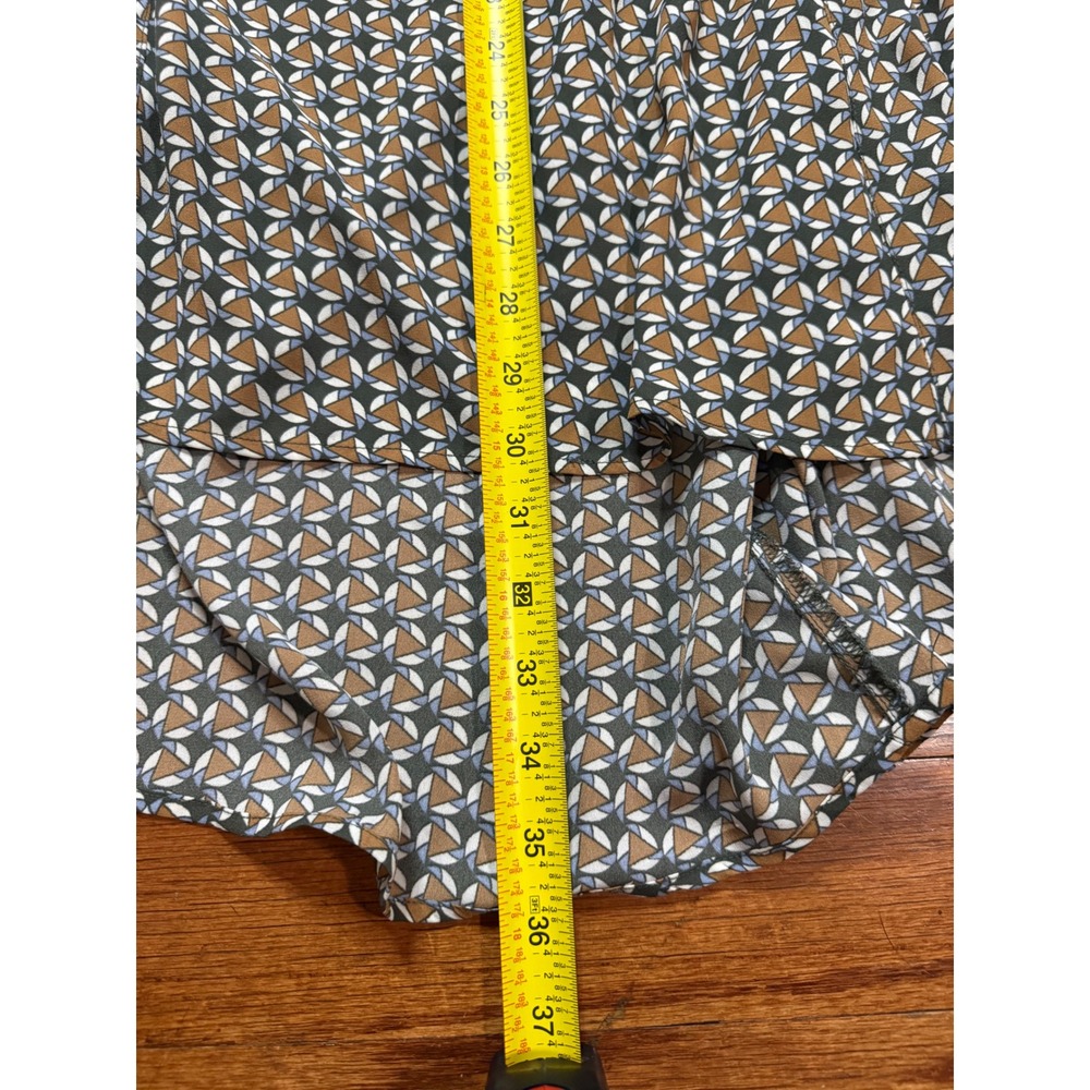 Max Studio Womens Geometric Print High Low Midi Skirt Green Tan Small - Picture 3 of 6